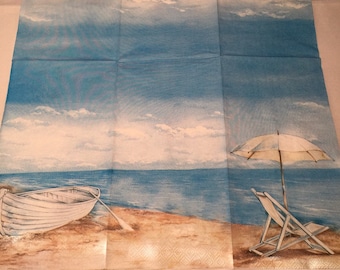 Two (2) New Guest Size Beach Boat Water Beachchair Umbrella for Decoupage, Paper Crafts