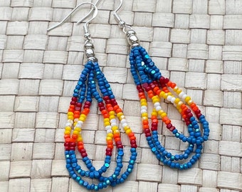Beaded Hoop Earrings with Charlotte Cut Beads: Native Jewelry
