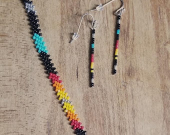 Black Native Flame Bracelet & Earring Set