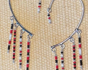 Ear Wrap Style Beading Earring: Unique with Native Colors & MMIW