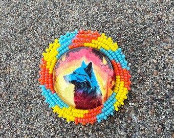 Handmade Beaded Scarf Pin Brooch: Choctaw Lapel Pin