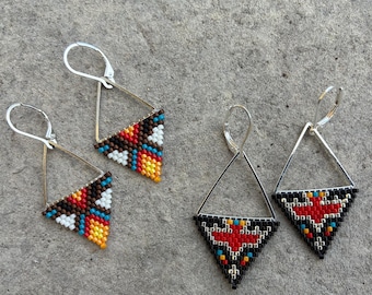 Handmade Beaded Triangle Earrings