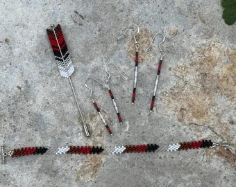 Trail of Tears Collection: Hat Pin, Bracelet, Rod Earrings