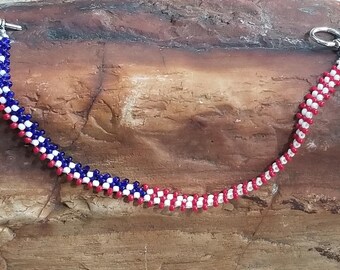 Old Glory Bracelet: Beaded in Peyote Style