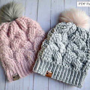 PDF Pattern: Adult Sized Brilliant Cables Beanie- Crochet Pattern