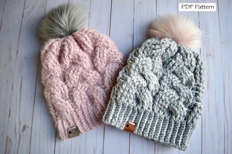 Adult Sized Brilliant Cables Beanie Crochet Pattern PDF Pattern
