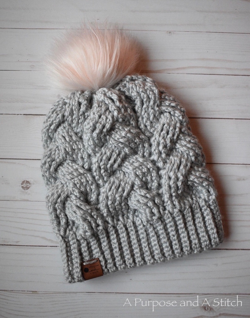 Adult Sized Brilliant Cables Beanie Crochet Pattern PDF Pattern