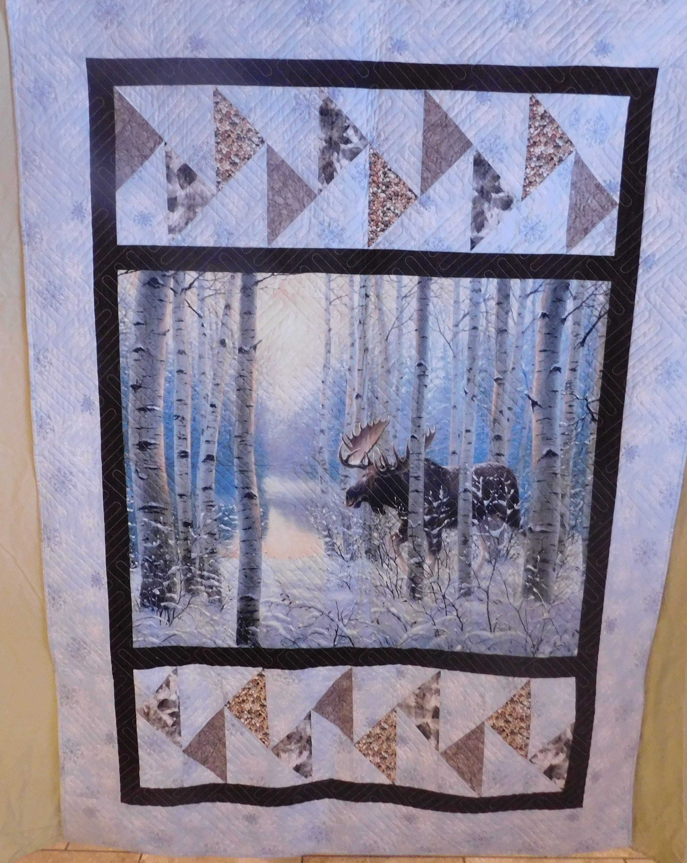 Handmade Throw/ Winter Moose/