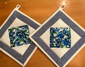 Handmade Potholders/ Blueberries