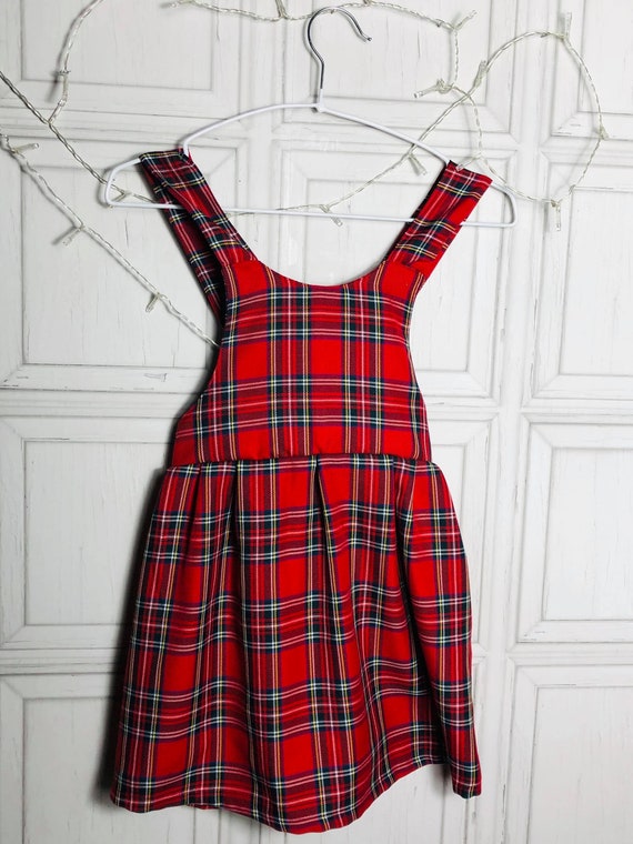 royal blue tartan school pinafore