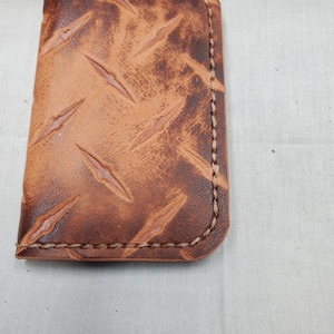 Diamond plate stamped leather business/credit card holder