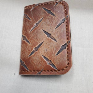 Diamond plate stamped leather business/credit card holder