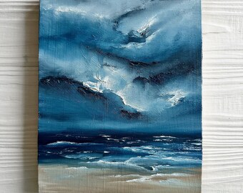 Abstract Seascape // Original oil painting, wall decor art, 6x8inch