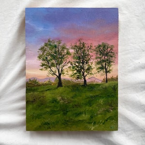 Sonnenuntergang über den Schaffeldern // Original Ölgemälde an Bord