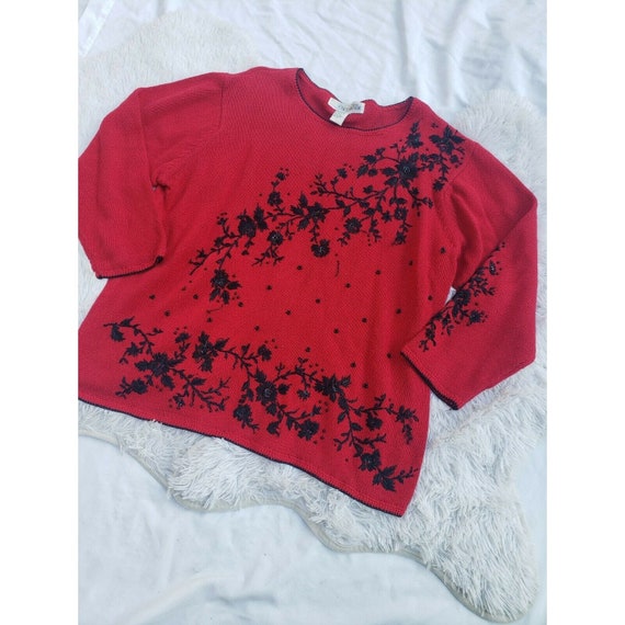 Vintage Christmas Holiday Sweater 2X Plus Beads E… - image 8