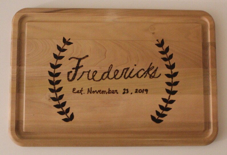 Personalized Garland Wooden Cutting Board Wedding and Housewarming Gift