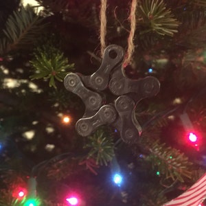 Bicycle chain star ornament, cyclist gift, bicyclist gift, stocking stuffer, Upcycled, ornaments, tree ornament image 2