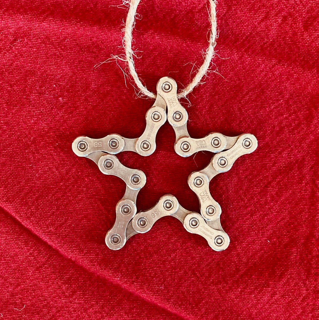Bicycle Chain Christmas Star Ornaments, Cyclist Gift, Bicyclist Gift