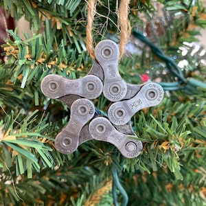 Bicycle chain star ornament, cyclist gift, bicyclist gift, stocking stuffer, Upcycled, ornaments, tree ornament