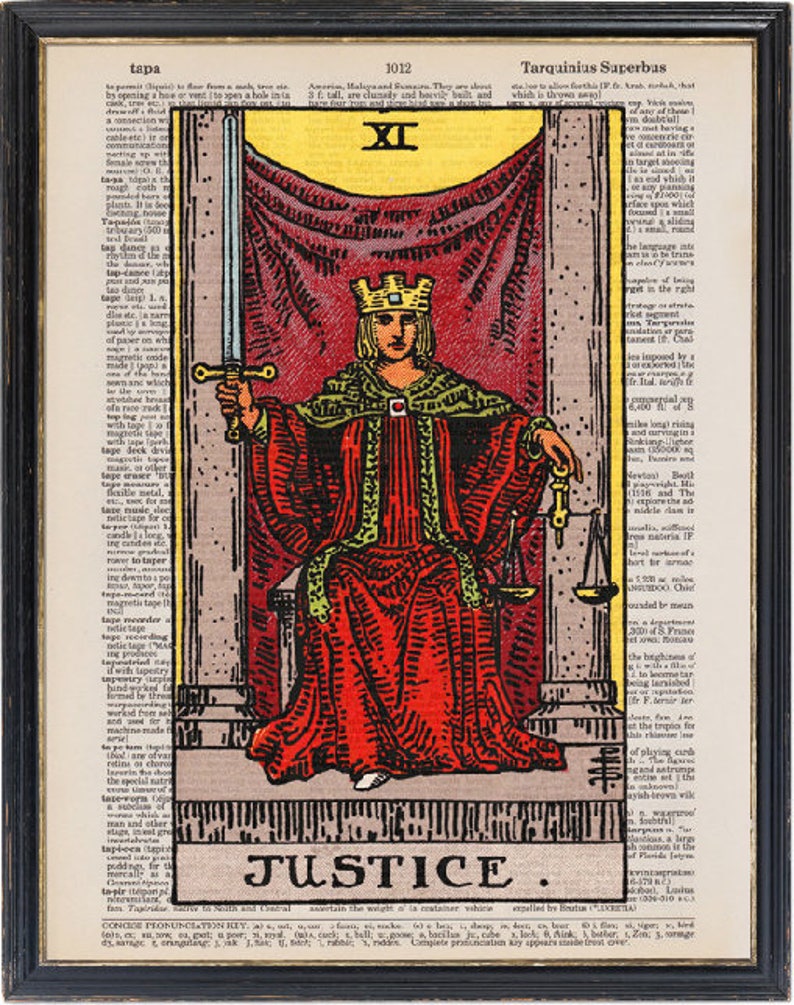 Justice Tarot Major Arcana Tarot Card Art Print Vintage | Etsy