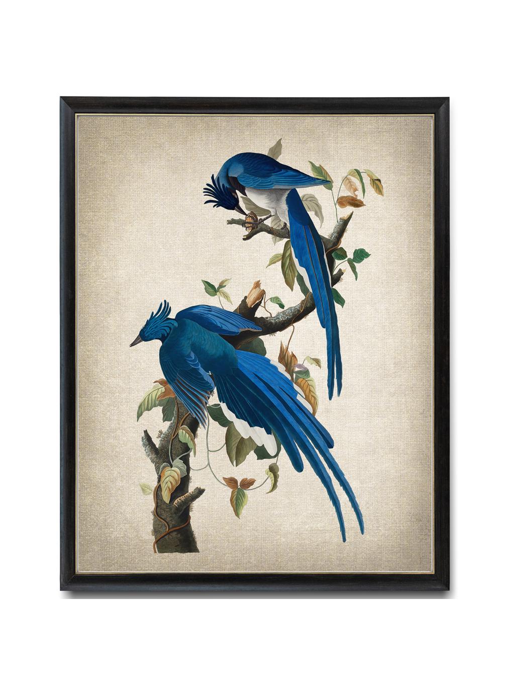 フランスアンティーク デキャンタ 青い蒔絵と鹿、鳥の柄 コレクション