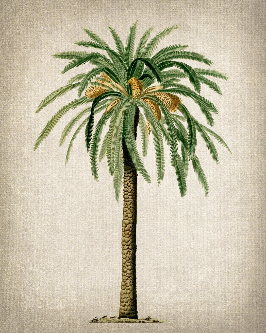 Society6 ケース Heart Green Yellow Vintage Palm Tree with Ha Filicinae | Retro Tropical Print | Palm tree Poster