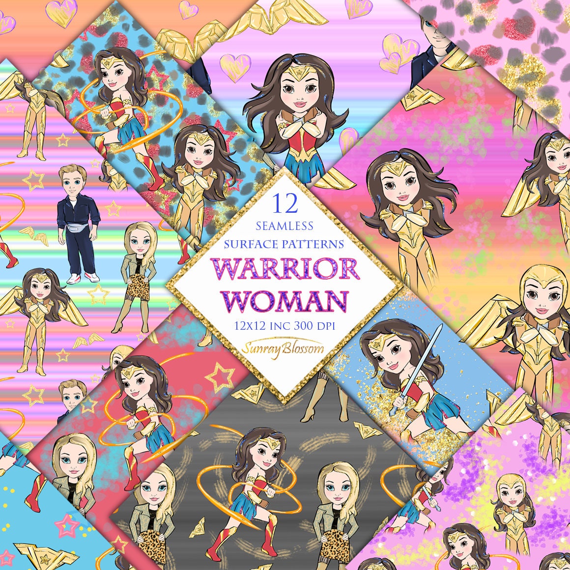 Tissu Coton Wonder Woman, 1 Yard (36x44 Pouces), Rose - NEUF