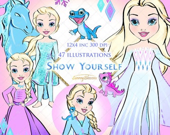 Frozen Inspired Clipart, Frozen Elsa Clipart, Planner Stickers, Bruni Clipart, Frozen Lizard