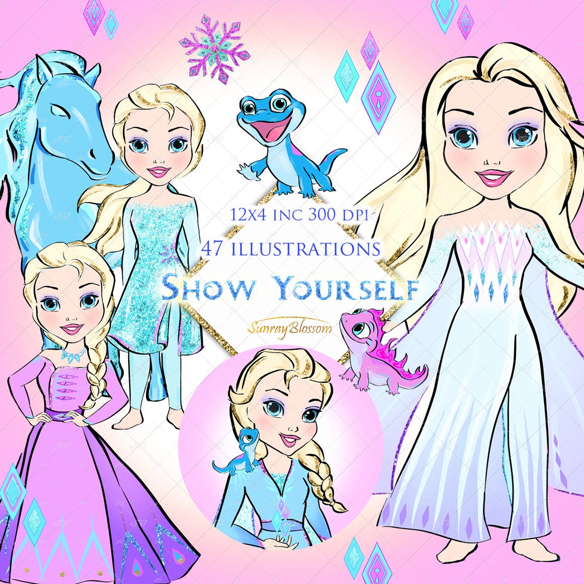 Frozen Inspired Clipart, Frozen Elsa Clipart, Planner Stickers