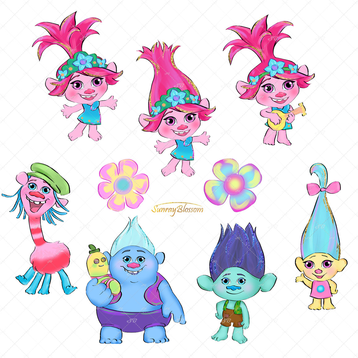 Party Trolls Clipart Trolls PNG Trolls Characters Trolls | Etsy