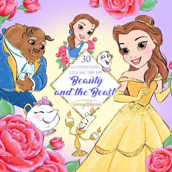 Beauty And The Beast Clipart Princess Clip Art Fairytale Etsy New Zealand