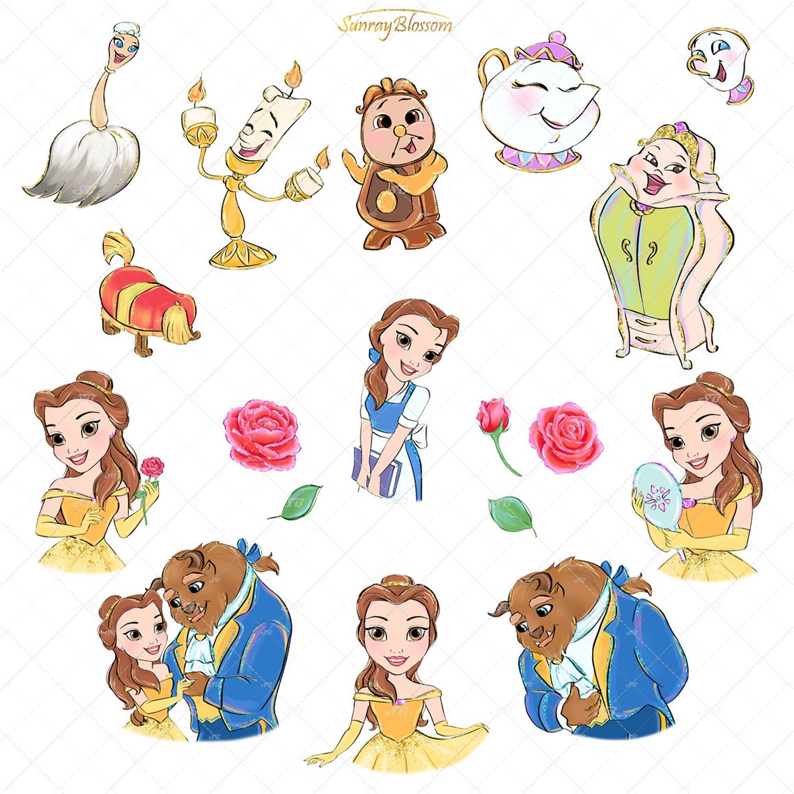 Beauty and the Beast Clipart, Princess Clip Art, Fairytale Clipart ...