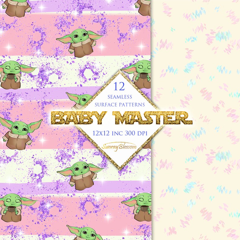 Space Baby Digital Paper Yoda Digital Paper Scrapbook Etsy