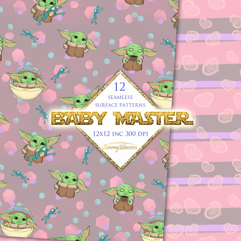 Space Baby Digital Paper Yoda Digital Paper Scrapbook Etsy
