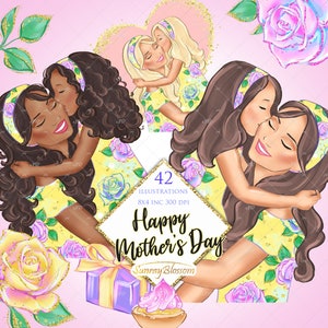 Mother&#39;s Day Clipart, Mother and Daughter clipart, Mom clipart, Family clipart, Child Clip Art
