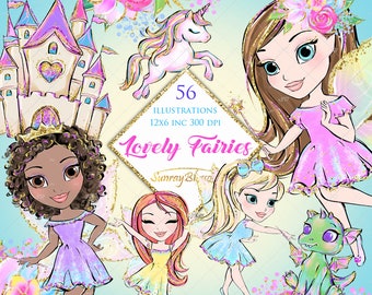 Fairy Clipart, Fairies Clip Art, Castle Clipart, Dragon Clipart, Unicorn Clipart Fairyland clipart Fairy Planner Stickers Fairy Princess PNG