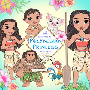 Polynesian Princess Clipart, Moana Inspired Clipart, Princess Clip Art