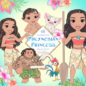 Polynesische Prinzessin Clipart, Moana inspiriert Clipart, Prinzessin Clip Art
