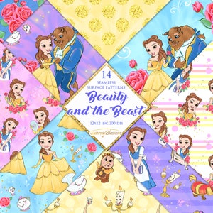 Beauty and the Beast Surface Patterns, Beauty and the Beast Seamless Digital Paper, Beauty and the Beast Fabric Patterns, Planner Supplies