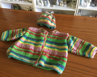 Baby Handmade Sweater and Hat Set - 6-12 mo.