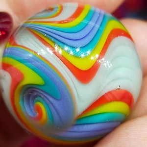 Rainbow glass marble, handmade from borosilicate glass