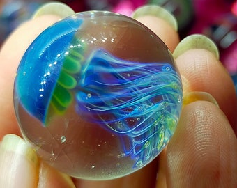 Glass Jellyfish Marble handmade in Australia from borosilicate glass Glass Jellyfish Marble handmade in Australia from borosilicate glass