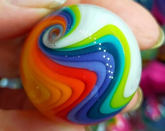 Colorful glass marble,  rainbow swirl marble handmade from borosilicate glass