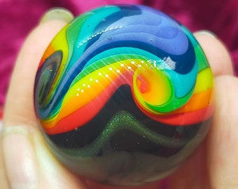 Large Colorful glass marble,  swirl marble handmade from borosilicate glass