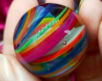 Kleurrijk glasmarmer, swirl marmer handgemaakt van borosilicaatglas in prachtige regenboogkleuren!