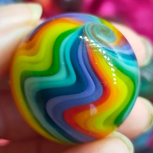 Rainbow glass marble, handmade from borosilicate glass