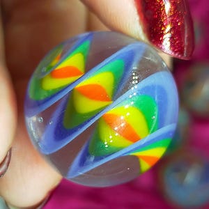 Rainbow glass marble, handmade from borosilicate glass
