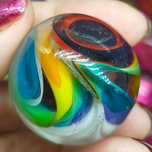 Rainbow glass marble, handmade from borosilicate glass