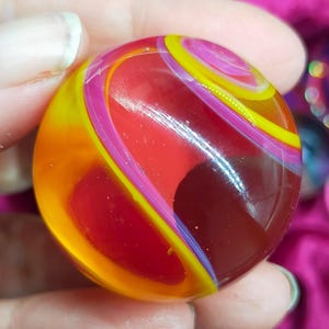 Rainbow glass marble, handmade from borosilicate glass