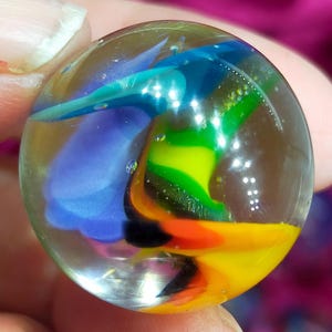 Rainbow glass marble, handmade from borosilicate glass